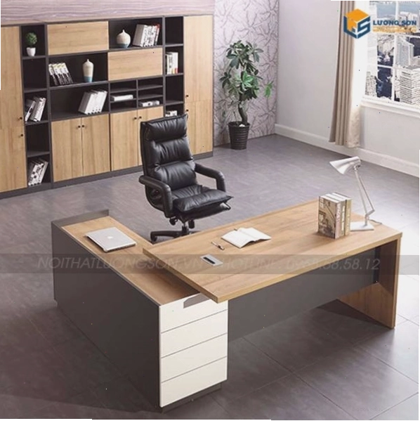Bàn giám đốc gỗ công nghiệp Felix 1m6 BGD41 với thiết kế rộng rãi và tủ phụ tiện lợi