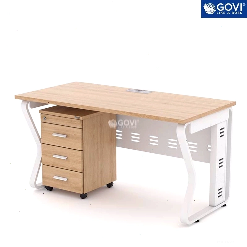 Bàn làm việc Atlas AT01-1407 khung trắng, thiết kế thanh lịch