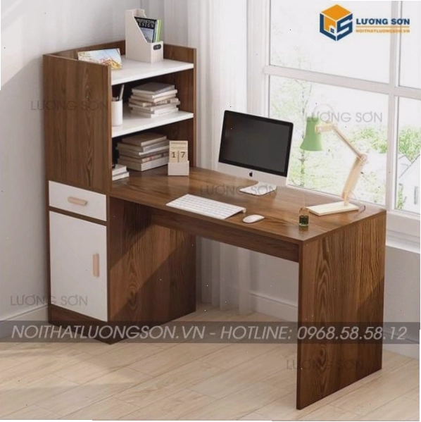 Bàn làm việc tại nhà giá sách cạnh kích thước 1m2