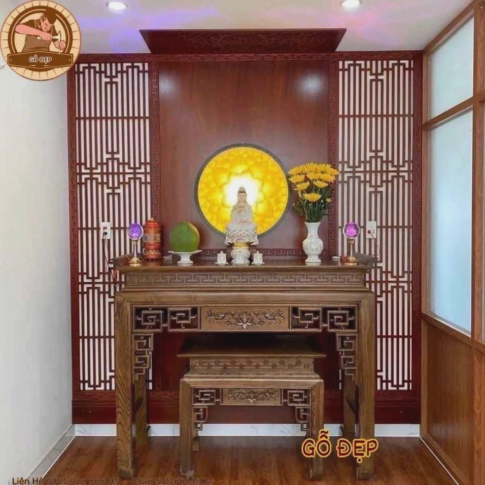 Bàn thờ Phật bà Quan Âm hiện đại, sang trọng