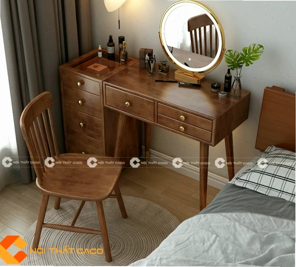 Bàn Trang Điểm Gỗ Sồi Phủ Sơn Thanh Lịch, Đa Năng - BTD050
