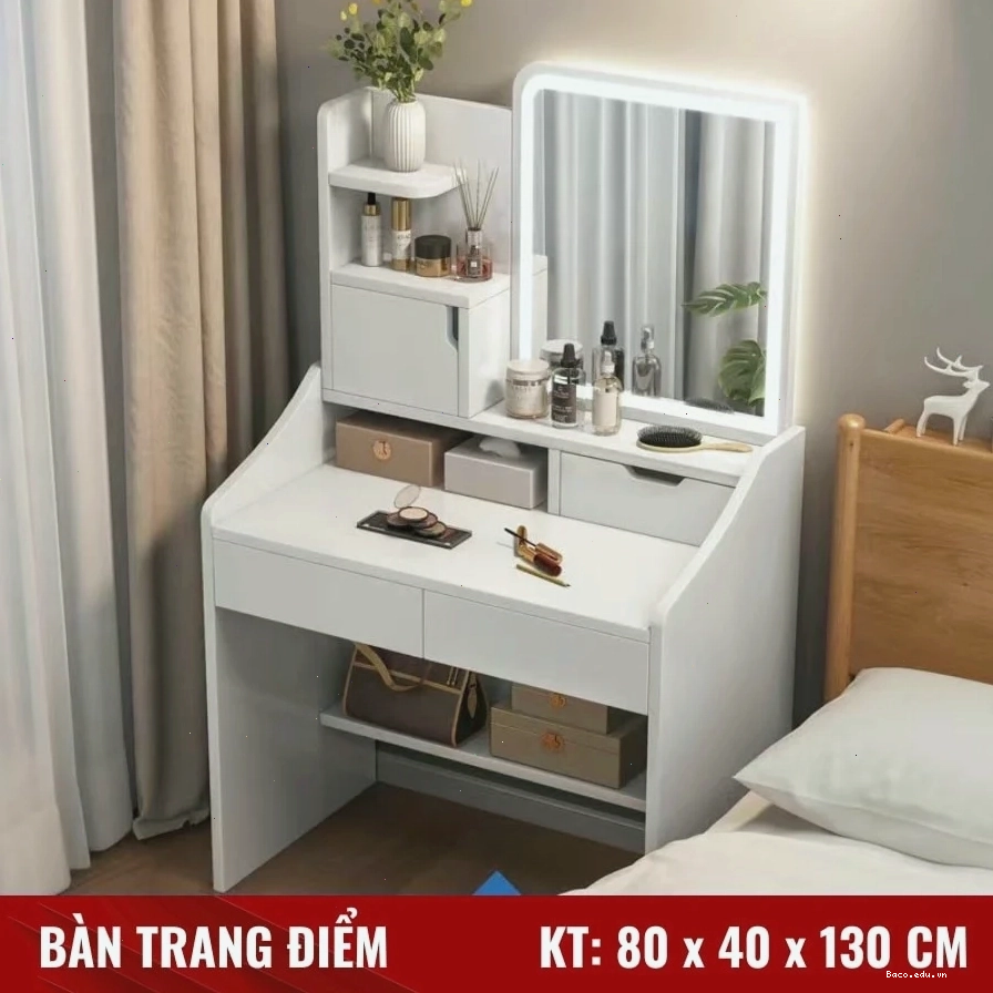 Bàn trang điểm nhỏ gọn bằng gỗ công nghiệp đẹp mắt và tiện dụng