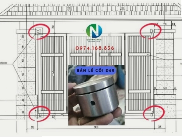 Bản vẽ chi tiết của bản lề cối