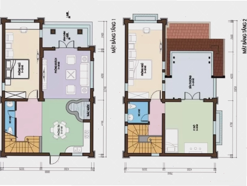 Bản vẽ thiết kế biệt thự 2 tầng sang trọng, tiện nghi