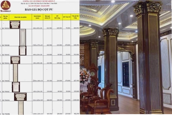 Bảng giá ốp cột trang trí nhựa PU và các loại phào chỉ cổ trần