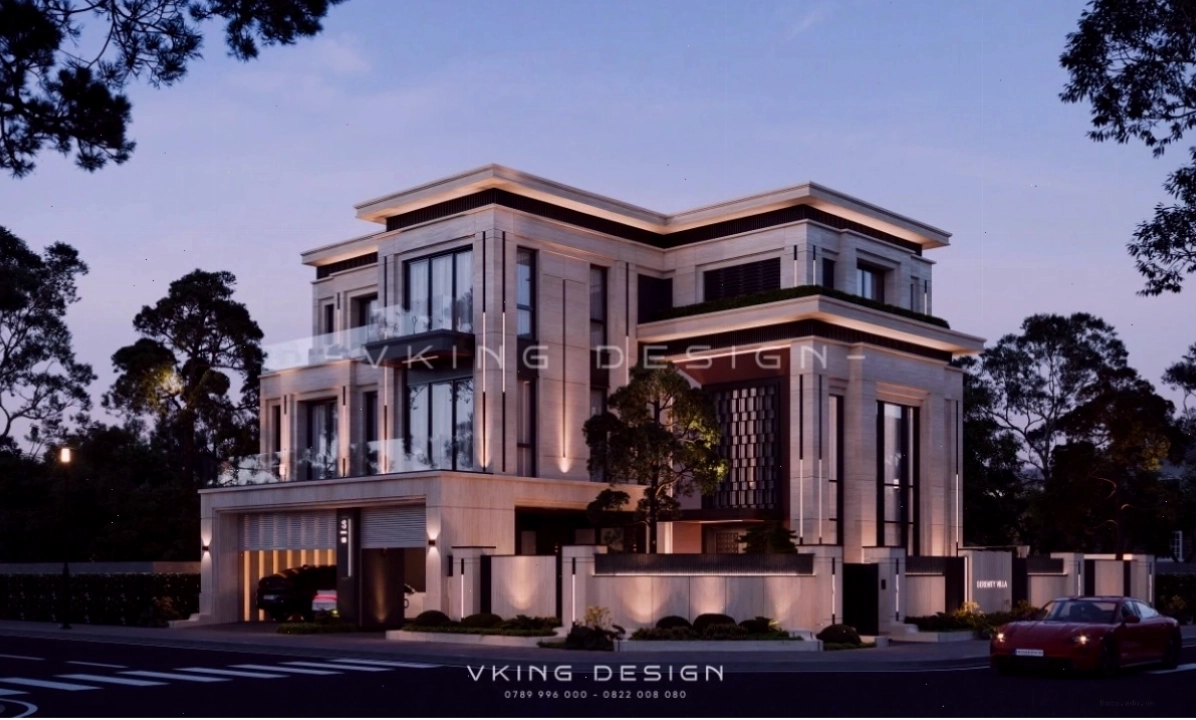Biệt thự phố hiện đại 3 tầng với kiến trúc vuông vức, đường nét sắc sảo
