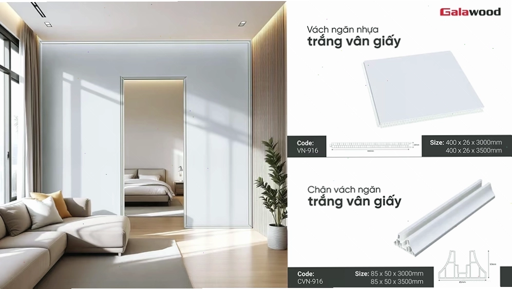 Bộ hình vách ngăn nhựa Galawood mẫu 916