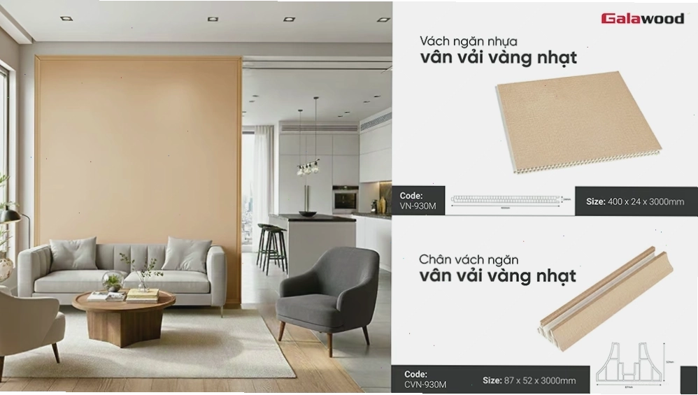 Bộ hình vách ngăn nhựa Galawood mẫu 930m