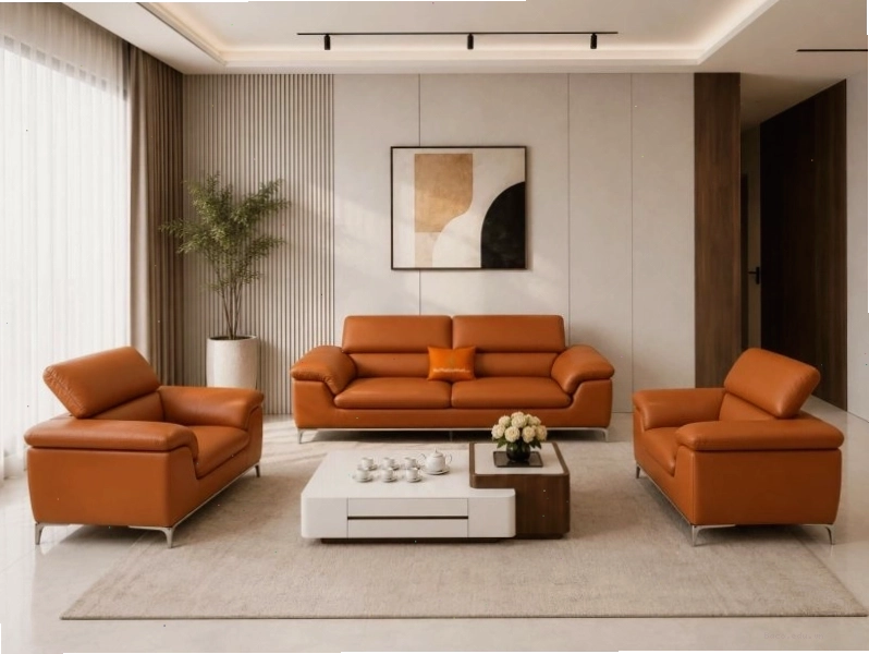 Bộ Sofa Prestiage - Sofa Bọc Da Phong Cách Tối Giản E009 tạo cảm giác chuyên nghiệp