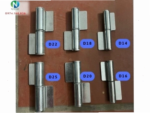 Các kích thước của bản lề lá phổ biến