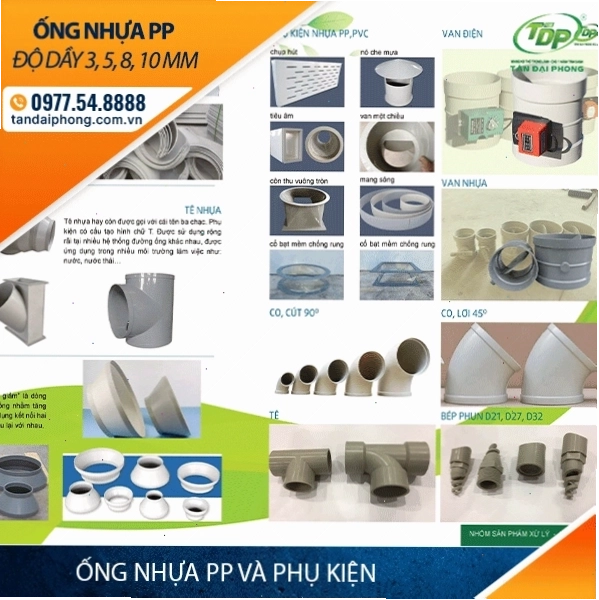 Các loại phụ kiện ống nhựa PP chính hãng