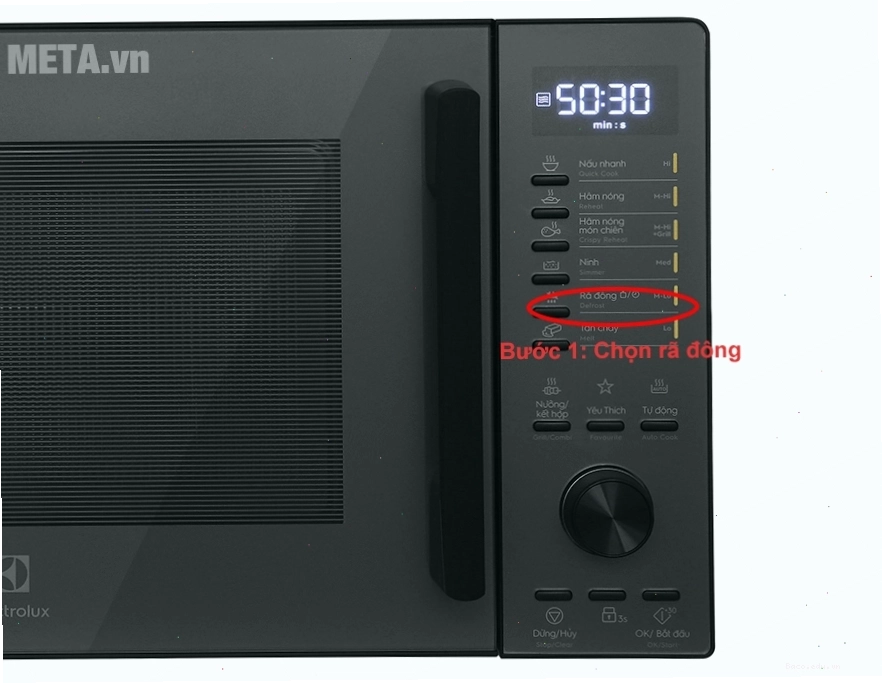 Cách sử dụng lò vi sóng Electrolux để rã đông