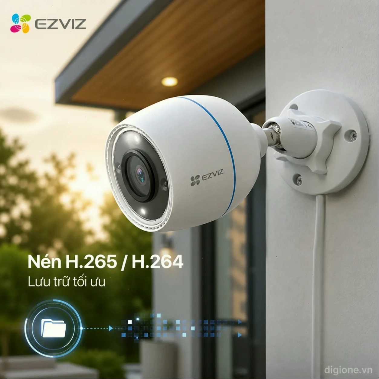 Camera Ezviz C3TN Color 1080p với khả năng chống nước IP67 và đàm thoại hai chiều.