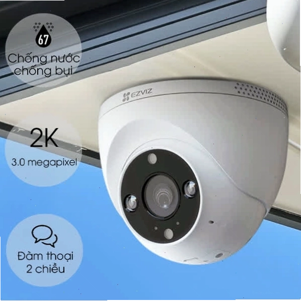Camera Ezviz H4 2K với khả năng có màu ban đêm và chuẩn chống nước IP67.
