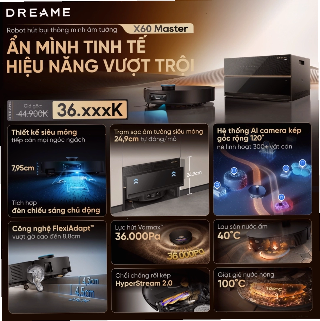 Cận cảnh robot hút bụi lau nhà Dreame X60 Master