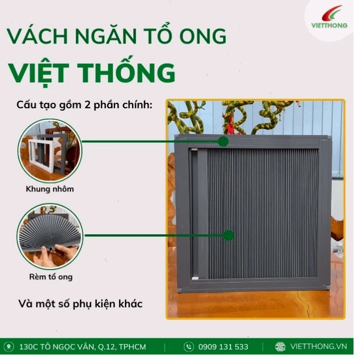 Cấu tạo chi tiết của vách ngăn tổ ong với các khoang khí hình tổ ong độc đáo