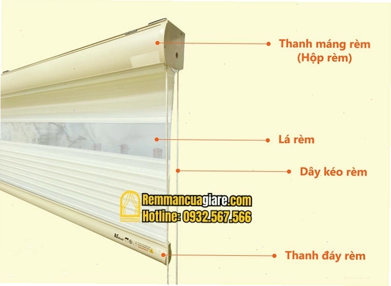 Cấu tạo rèm cầu vồng với sự kết hợp của các thanh vải và lưới
