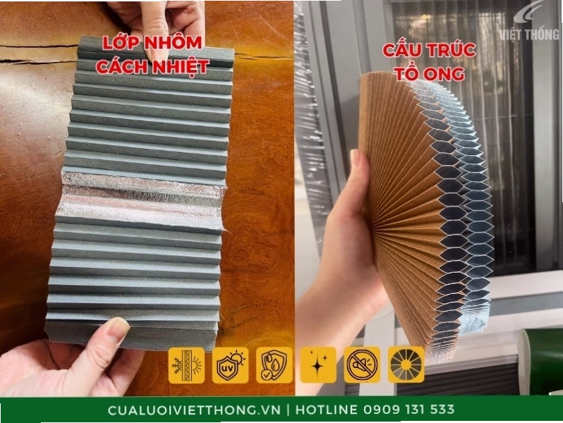 Cấu tạo rèm tổ ong giữ lạnh Việt Thống