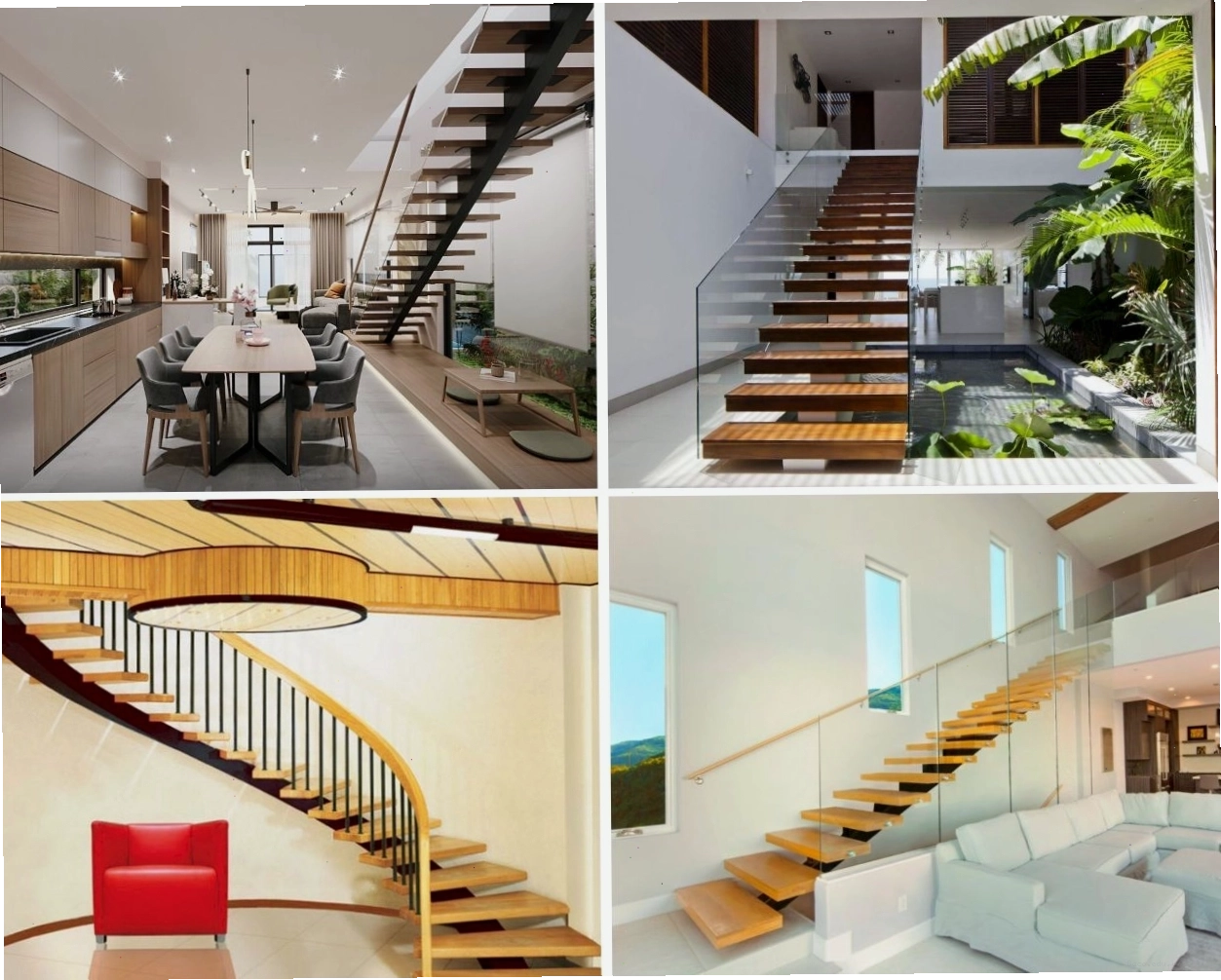 Cầu thang sắt khung xương đơn giản, tối ưu không gian