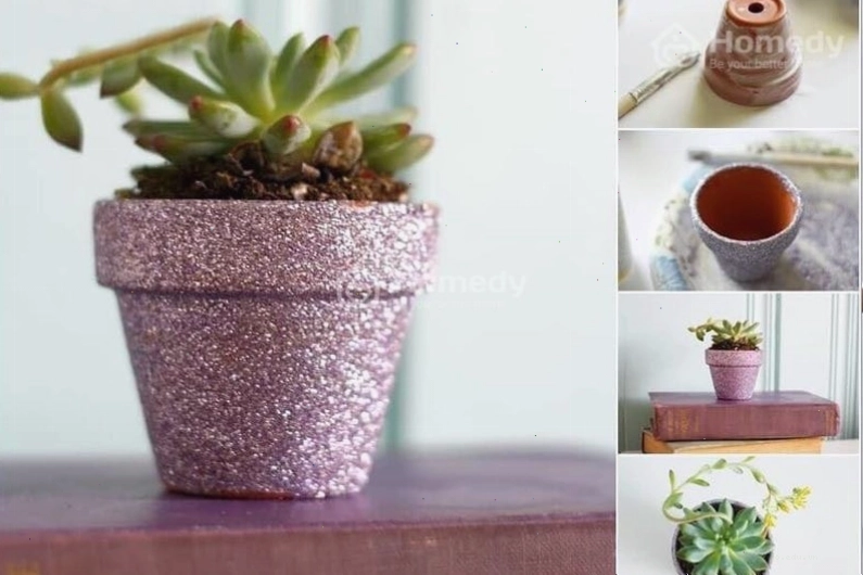 Chậu cây được trang trí tỉ mỉ, tạo điểm nhấn cho không gian