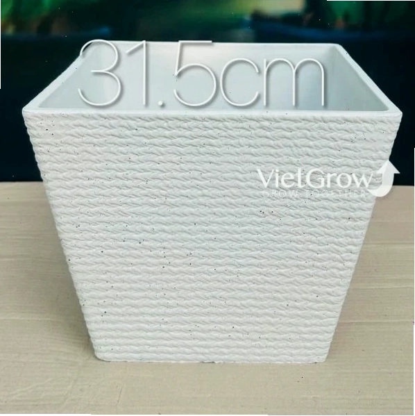 Chậu giả đá màu trắng, đường kính 31.5cm, mã FLORAL ZF2, không gian rộng rãi cho cây phát triển
