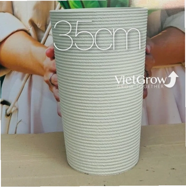 Chậu giả đá màu trắng, đường kính 35cm, mã FLORAL YT2, sự lựa chọn hoàn hảo cho không gian lớn