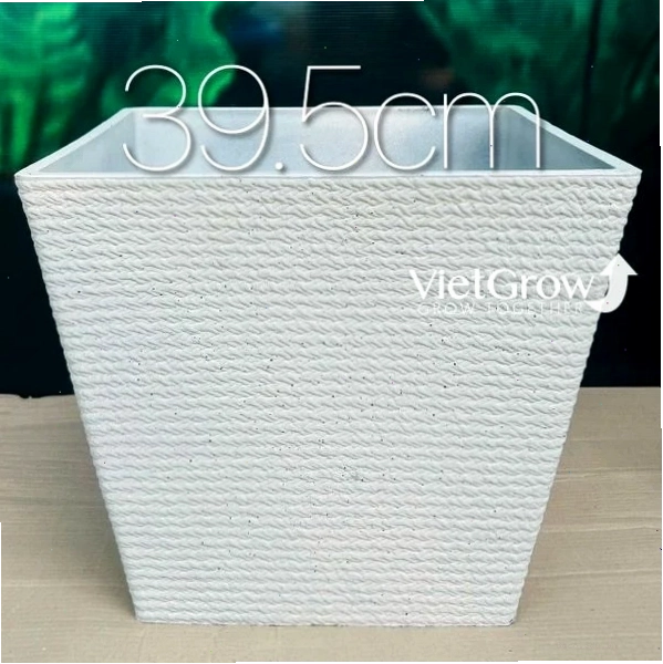 Chậu giả đá màu trắng, đường kính 39.5cm, mã FLORAL ZF3, không gian thoáng đãng cho cây