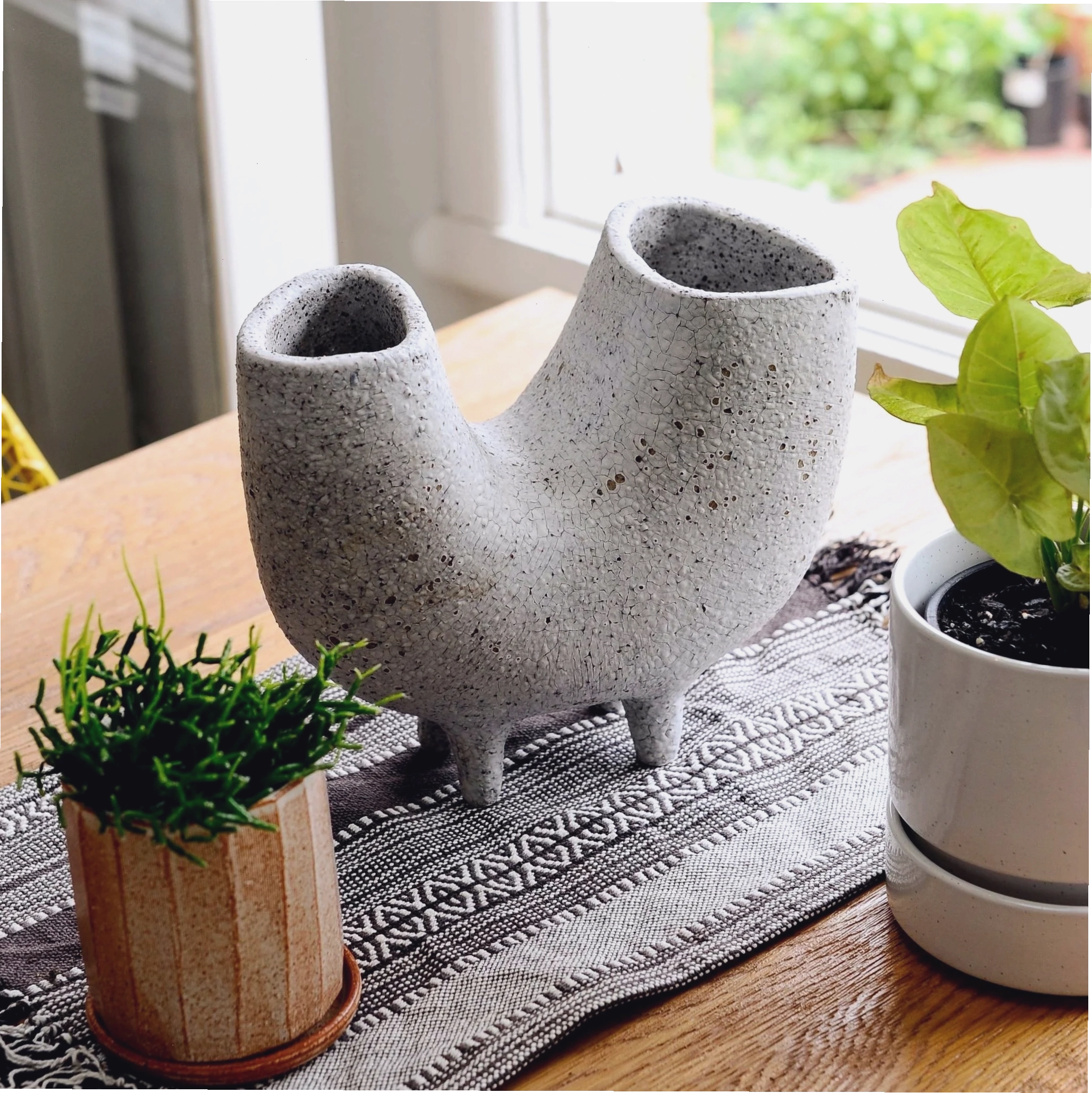 Chậu gốm sứ Del Fango màu trắng trang nhã