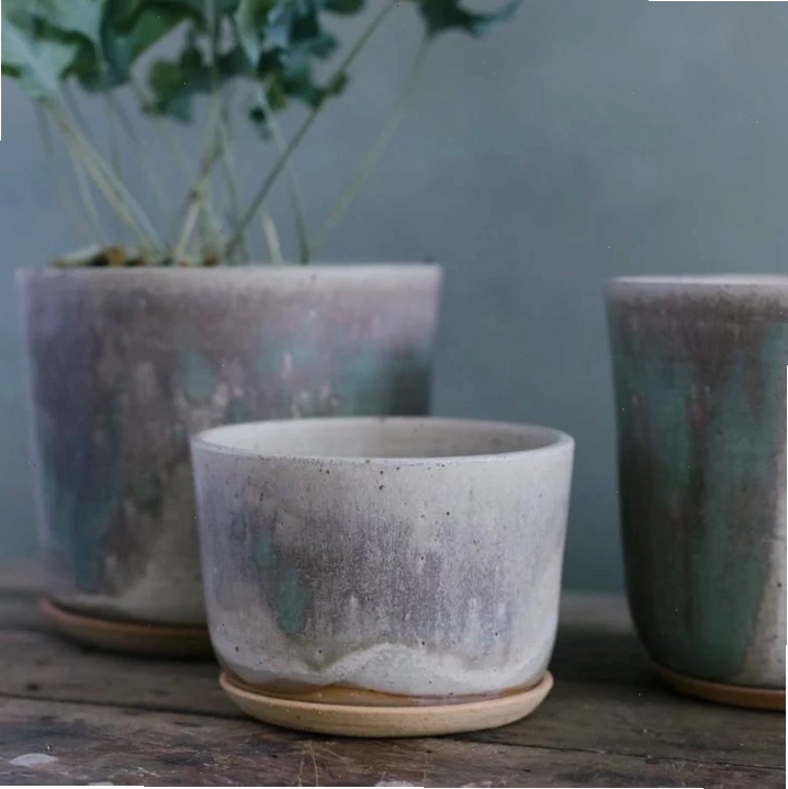Chậu gốm sứ Moss Green hình trụ đẹp mắt