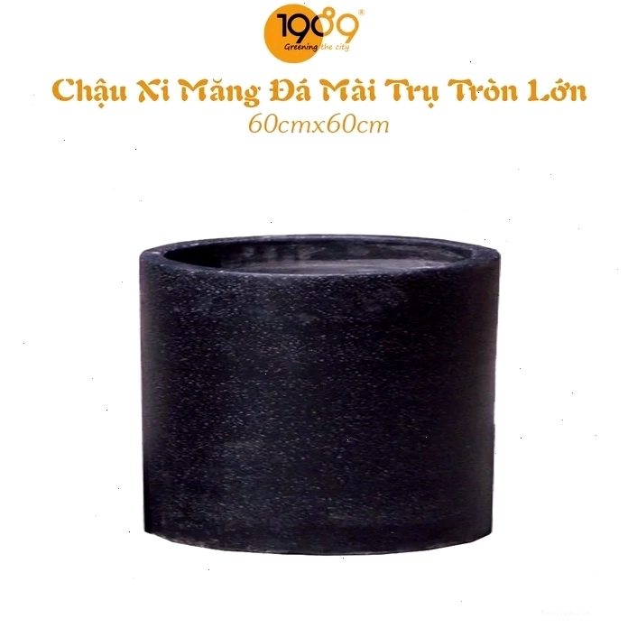 Chậu Xi Măng Đá Mài Trụ Tròn Lớn 60x60cm, kiểu dáng trụ tròn độc đáo