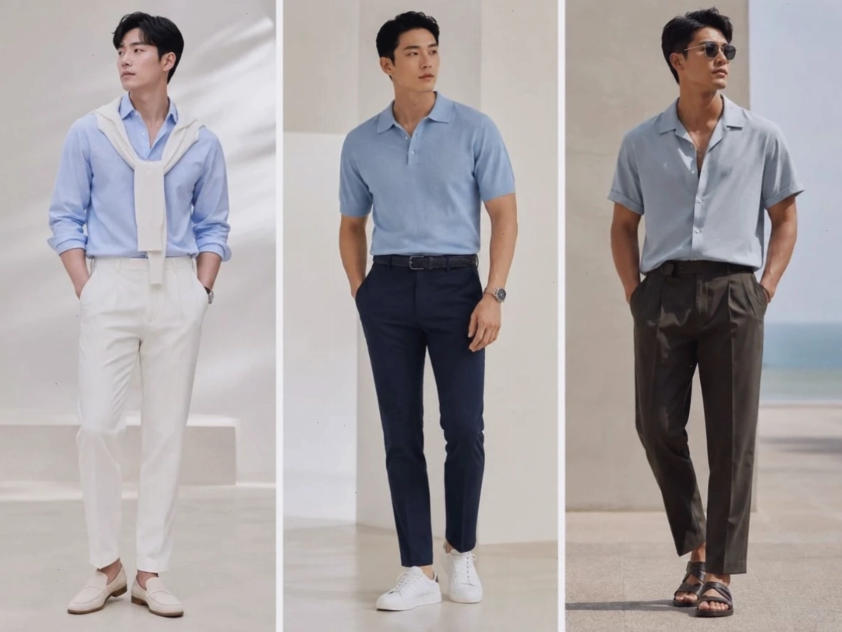 Chọn đúng sắc độ xanh giúp outfit hài hòa với tone da hơn