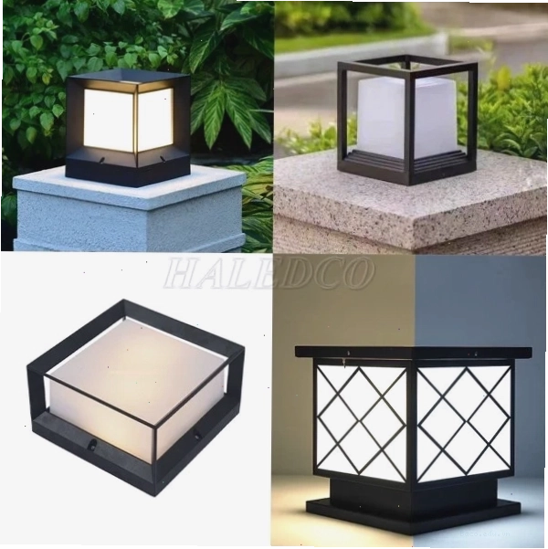 Chụp đèn trụ cổng sân vườn hình vuông