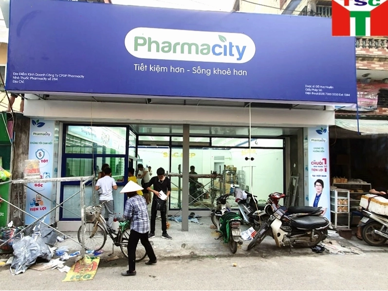 Công trình lắp đặt thực tế bộ thiết bị cửa tự động Hàn Quốc MIRE tại cửa hàng nhà thuốc