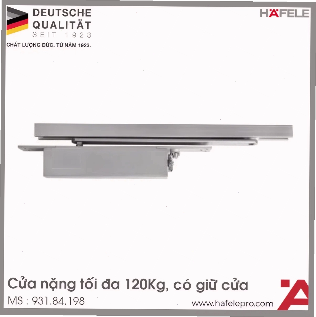 Cùi chỏ hơi lắp âm 120kg DCL33N Hafele 931.84.198, giải pháp cho cửa tải trọng lớn