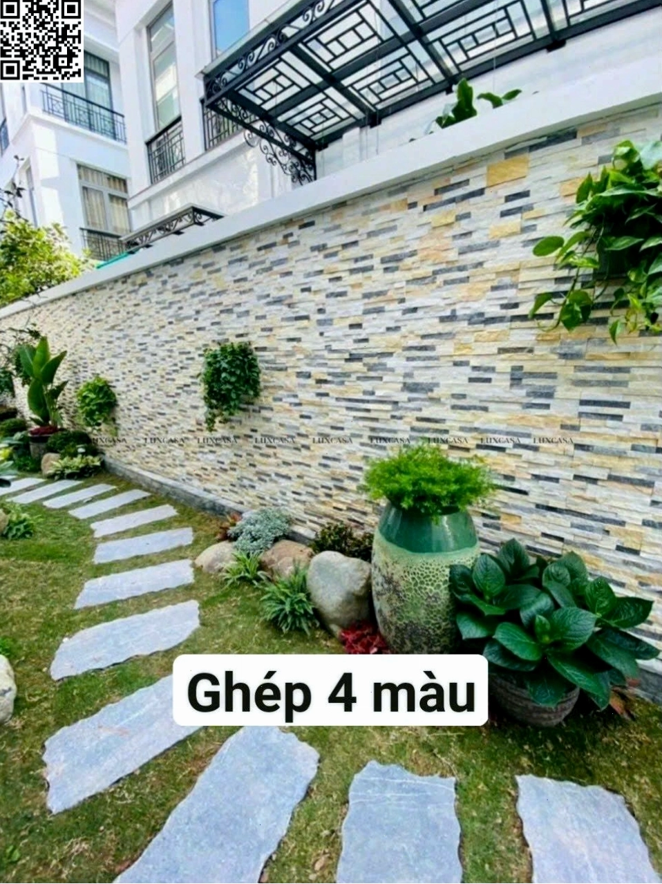 Đá chẻ ghép 4 màu độc đáo cho tường nhà