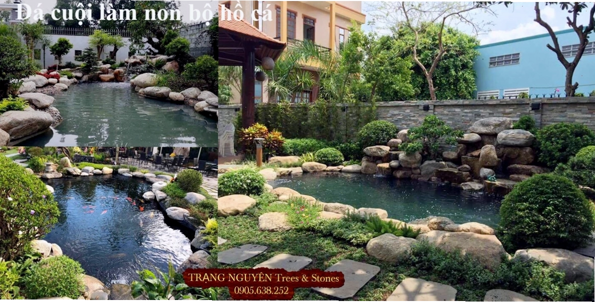 Đá cuội làm non bộ và trang trí hồ cá