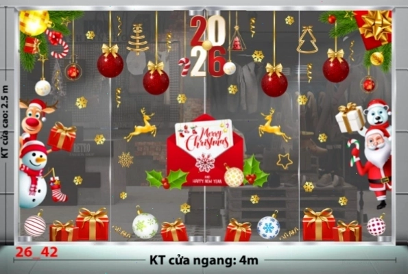 Decal dán tường combo 42 với họa tiết Giáng Sinh ấn tượng