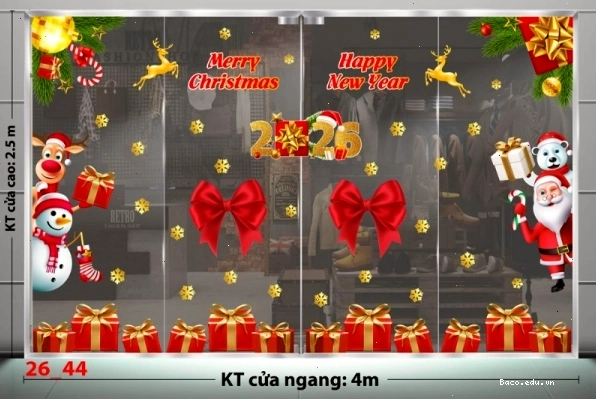 Decal dán tường combo 44 với hình ảnh trang trí Giáng Sinh