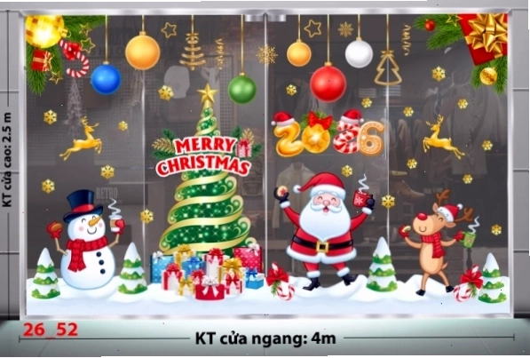 Decal dán tường combo 52 với họa tiết tuần lộc và ngôi sao