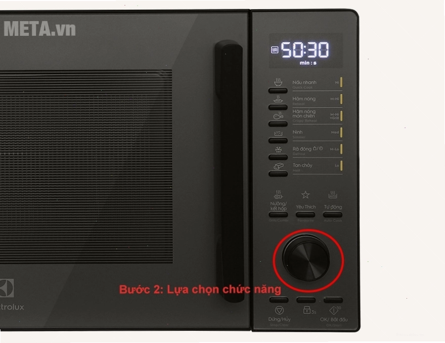Điều chỉnh thời gian cho chức năng nấu tự động trên lò vi sóng Electrolux