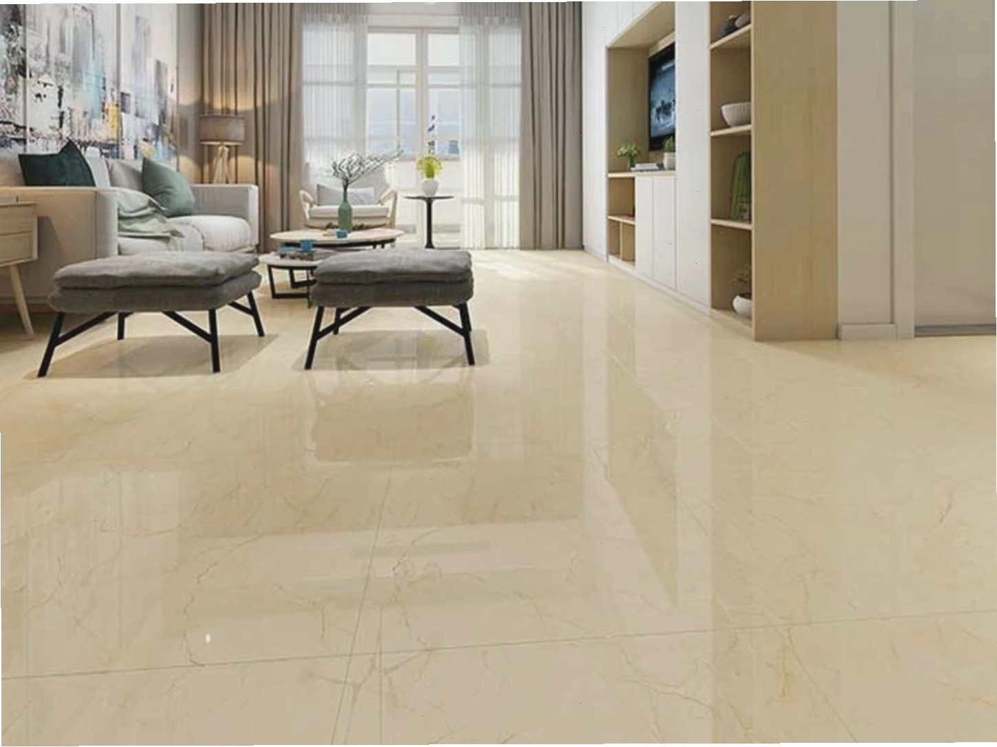 Gạch giả đá marble màu vàng, mang lại sự ấm áp và sang trọng
