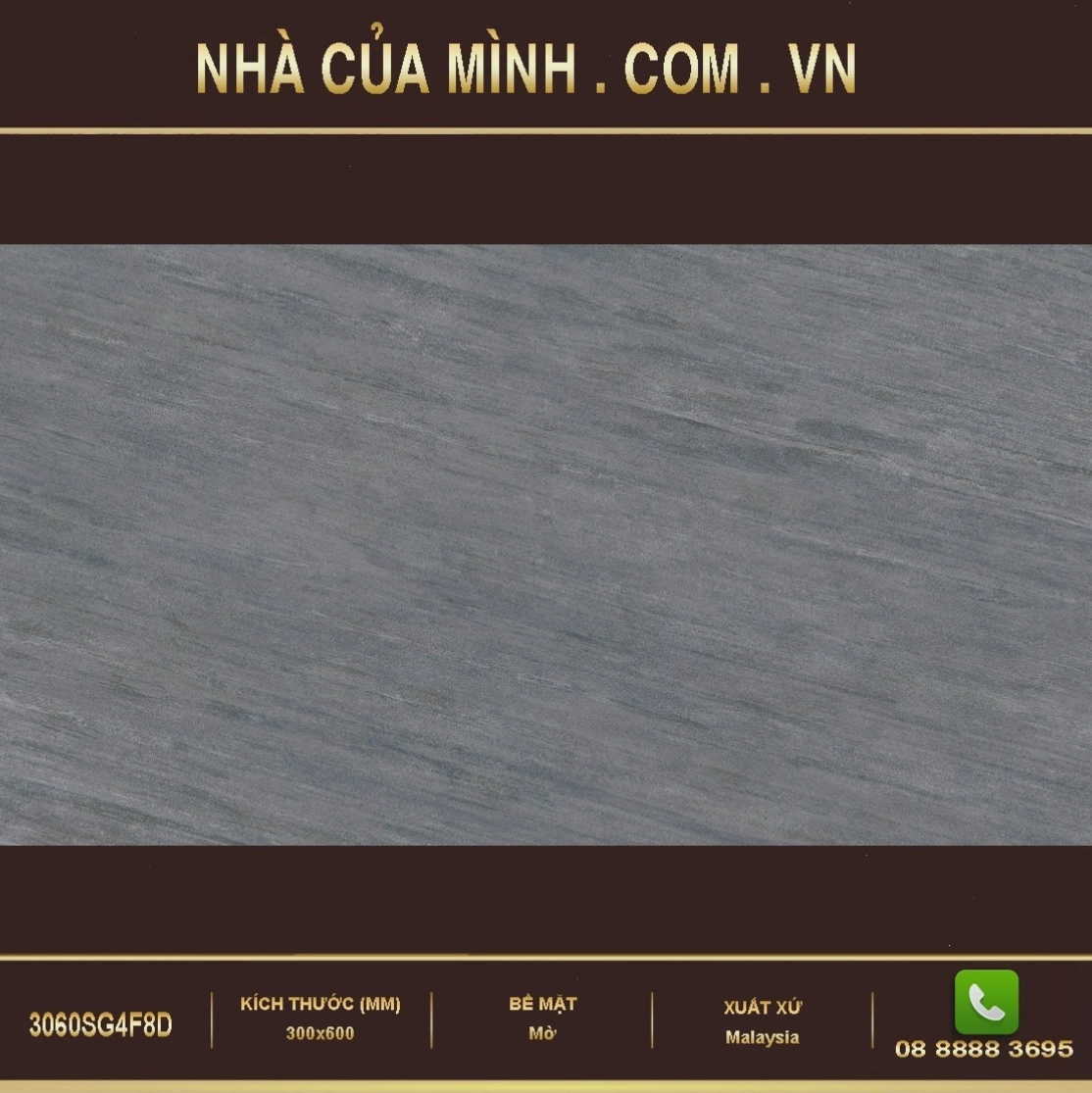 Gạch nhập khẩu Malaysia 3060SG4F8D kích thước 30x60cm, vân đá tự nhiên, màu sắc trang nhã, phù hợp ốp tường.