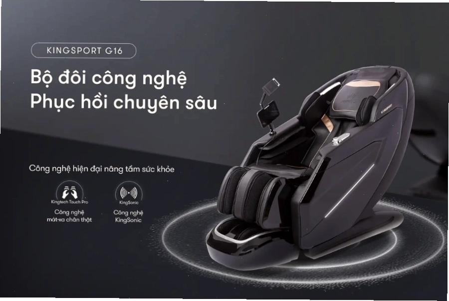 Ghế massage Kingsport Deluxe G16 với công nghệ massage rung và nhiệt hồng ngoại.