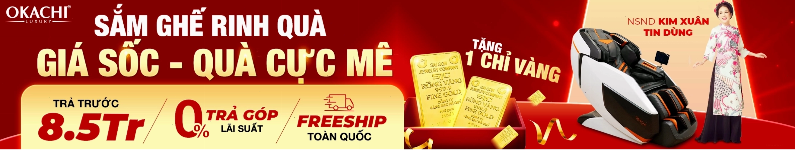 Ghế massage Okachi 8899 với thiết kế sang trọng và công nghệ massage tiên tiến.