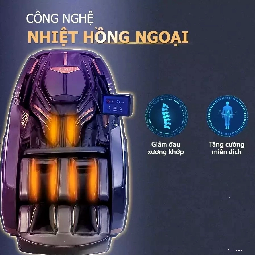 Ghế massage Okachi Luxury với công nghệ nhiệt hồng ngoại tiên tiến.
