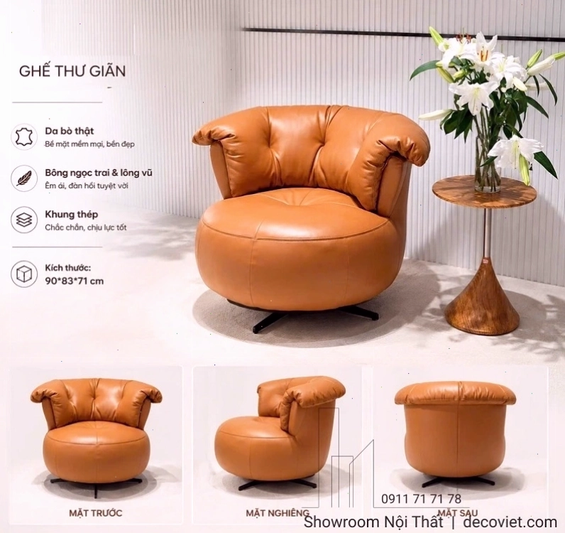 Ghế thư giãn xoay 3130T với đệm êm ái và khả năng xoay linh hoạt