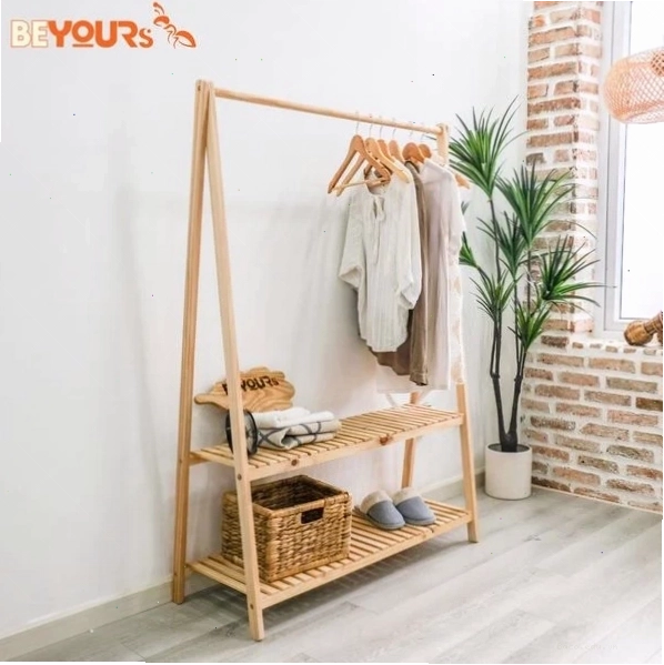 Giá treo quần áo gỗ tự nhiên kiểu dáng thanh lịch, phù hợp mọi không gian