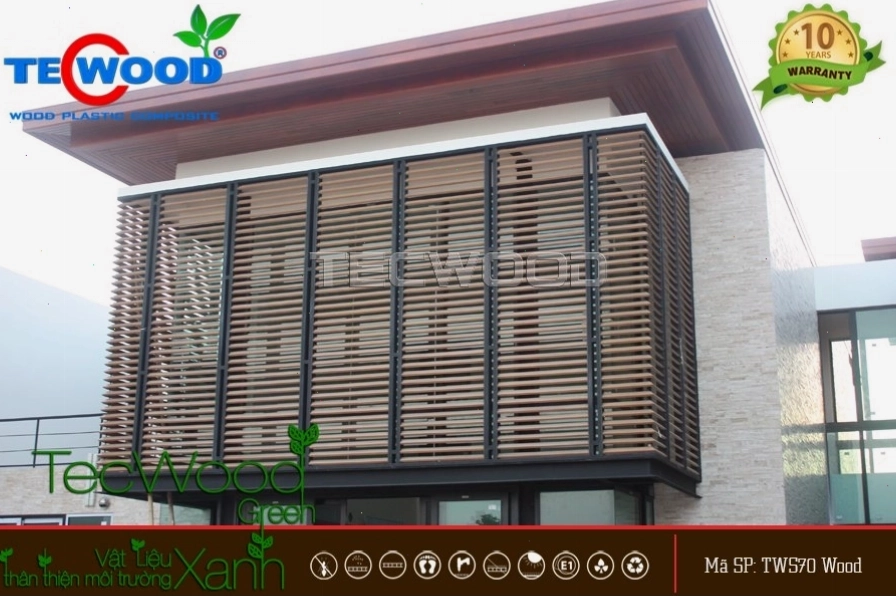 Giàn lam giả gỗ trang trí mặt tiền công trình, tạo điểm nhấn kiến trúc