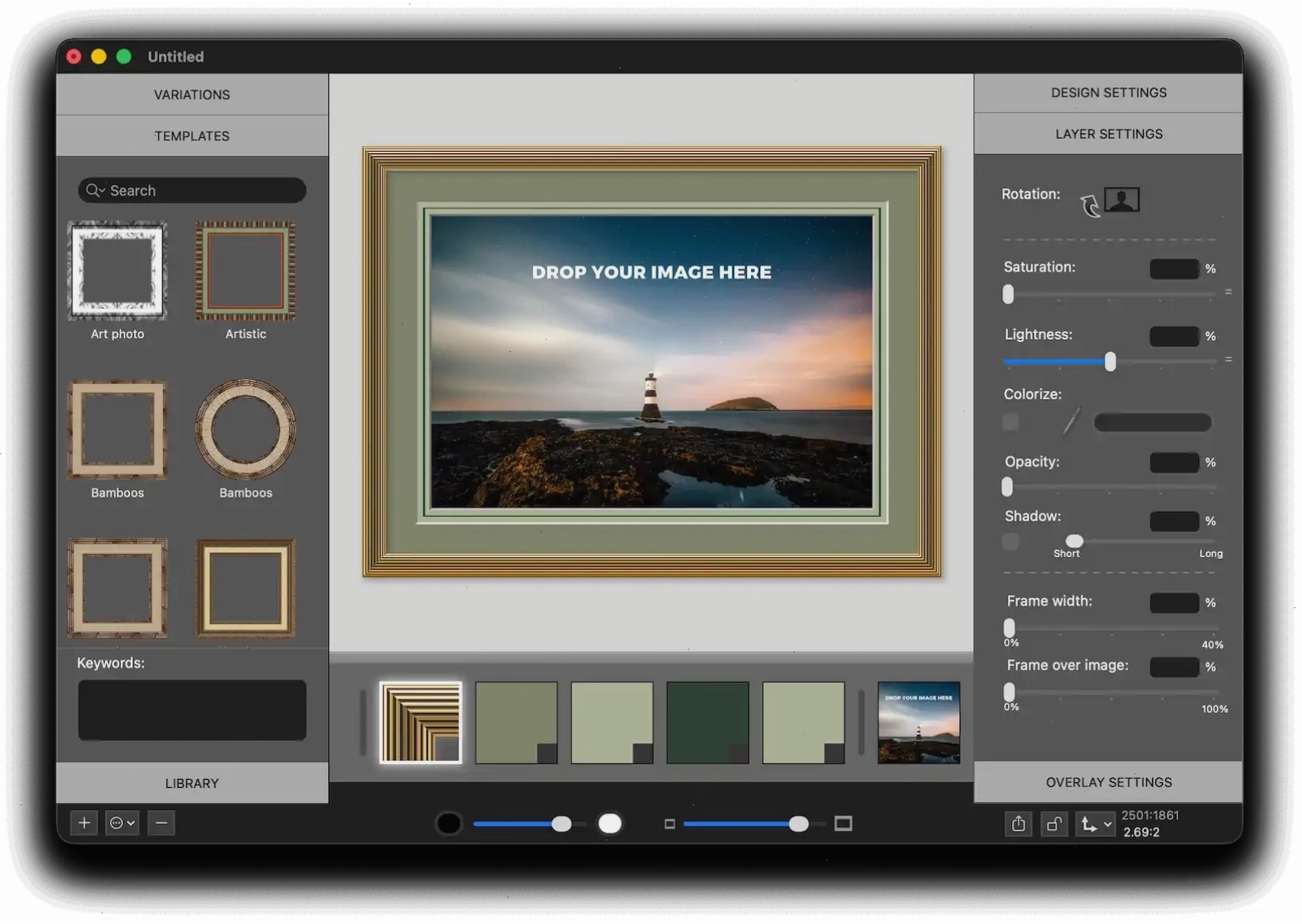 Giao diện phần mềm Image Framer, công cụ tạo khung ảnh chuyên nghiệp