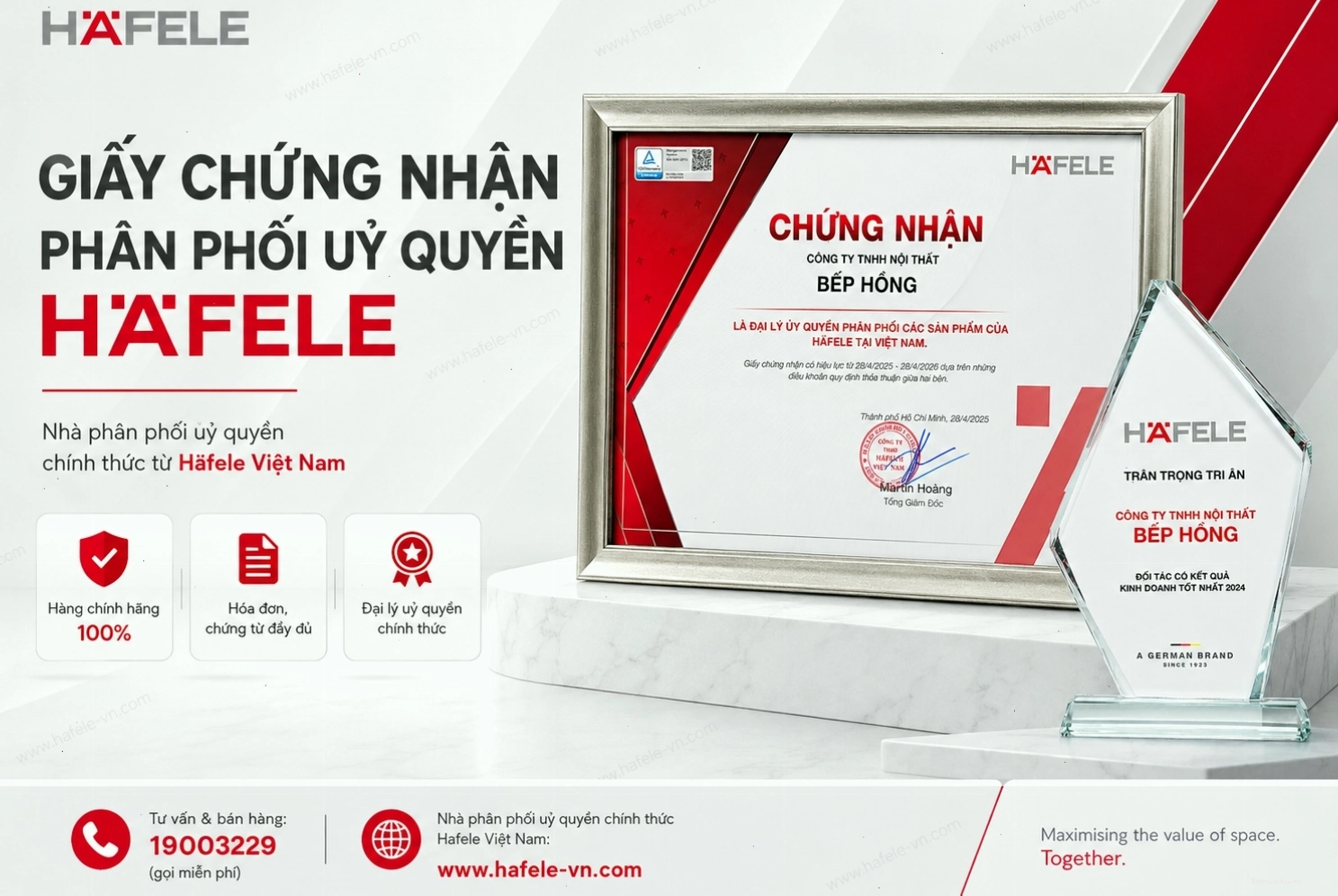 Giấy chứng nhận đại lý ủy quyền Häfele Việt Nam